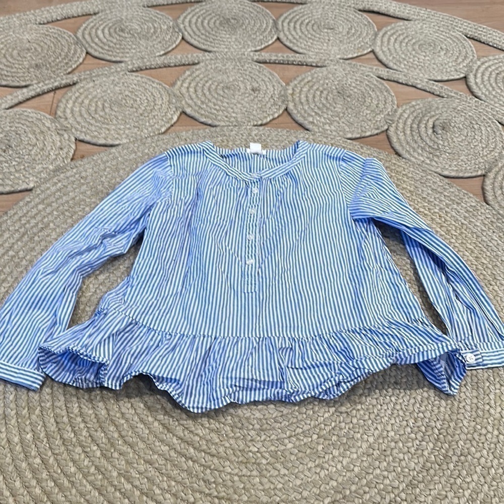 Crewcuts long sleeve blouse striped Girls 10 blue
